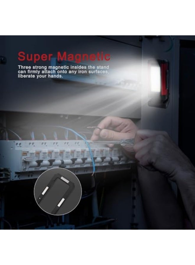 مصابيح فلاش قابلة لإعادة الشحن، ضوء عمل COB مغناطيسي محمول للإضاءة الطارئة، ضوء عمل مغناطيسي متعدد الوظائف، إضاءة طوارئ مدمجة لإصلاح السيارات، التخييم، قطع غيار المنازل، انقطاع التيار الكهربائي، باللون الأسود والأحمر - Image 4