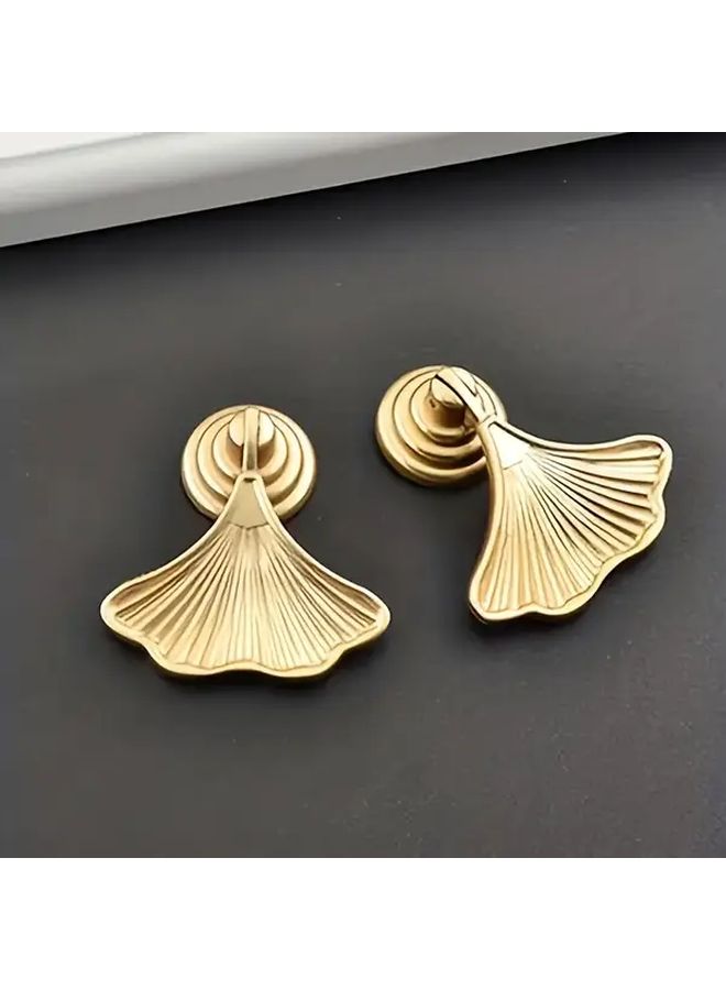 10Pcs Polished Metal Ginkgo Leaf Drawer Handles With Lock And Key - Image 4