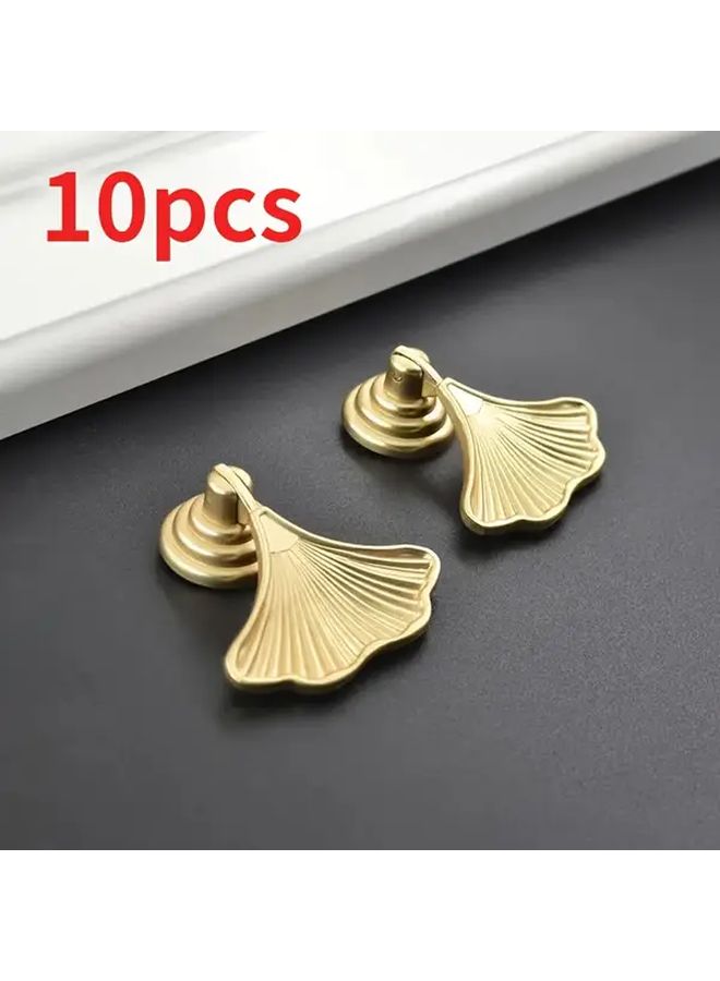 10Pcs Polished Metal Ginkgo Leaf Drawer Handles With Lock And Key - Image 1