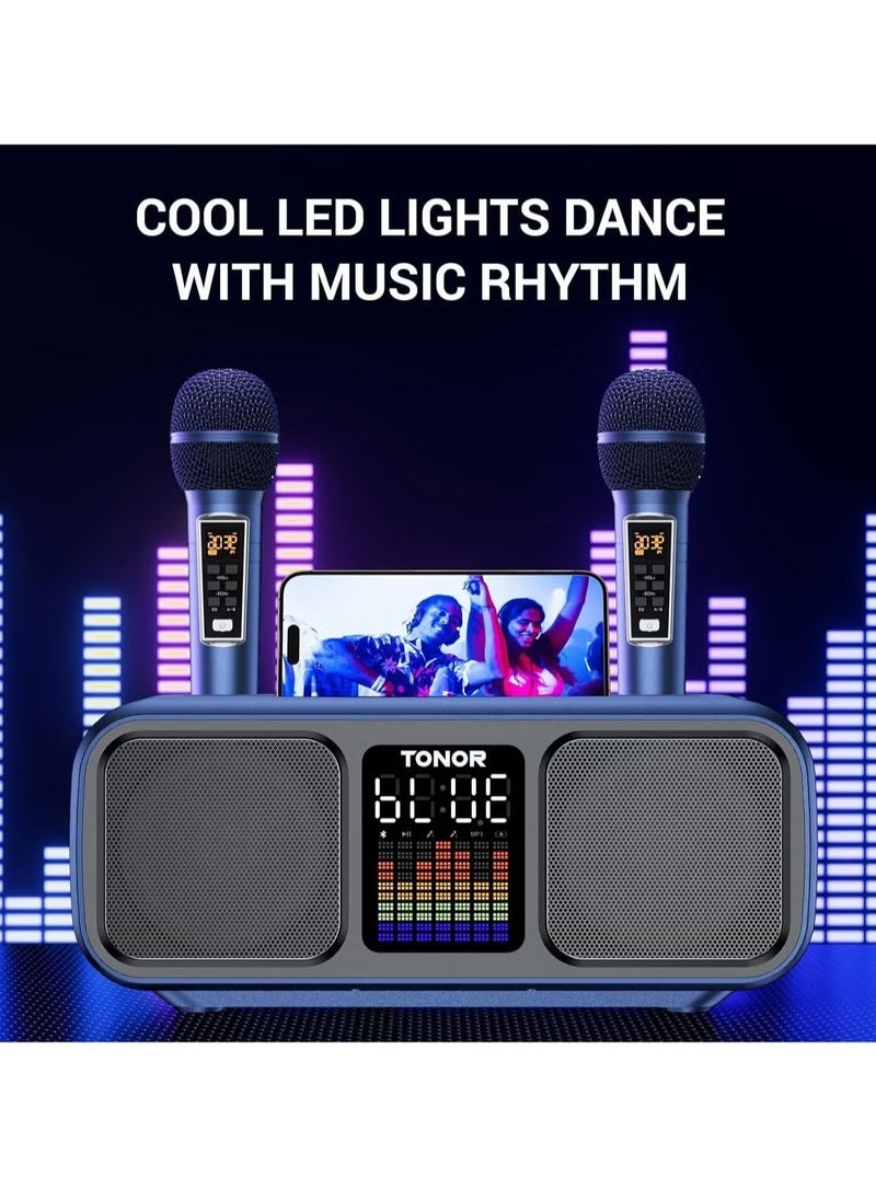 TONOR K9 Karaoke Machine – Powerful Bluetooth Speaker with 2 Wireless Microphones, LED Lights & PA System for Home, Weddings & Outdoor Parties, USB/TF/AUX Compatible, Works with Android, iPad, TV & PC  - Image 4