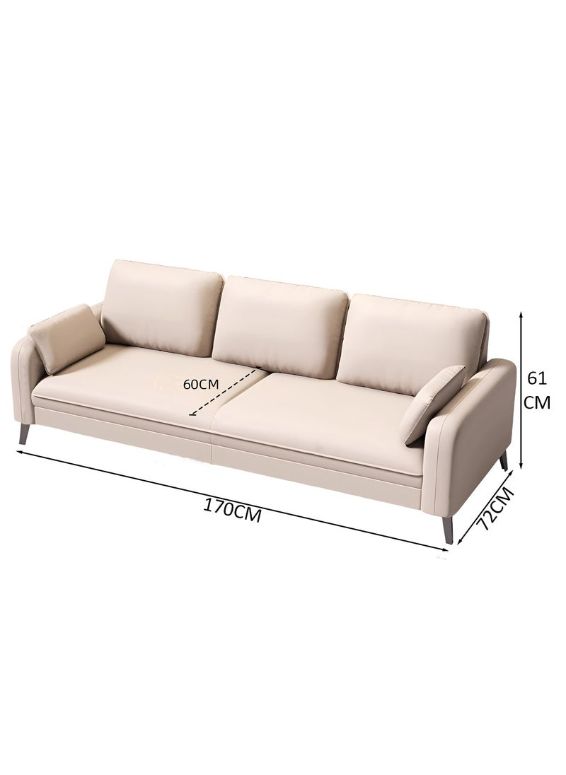 Taimi - Modern Sofa Scandinavian Style with Supportive Back Cushion, Comfortable Wide Seat and Soft Armrest High Quality for Living Room, Bedroom, Office and Salon, Sofa for 3-Person Beige - 170CM - Image 1