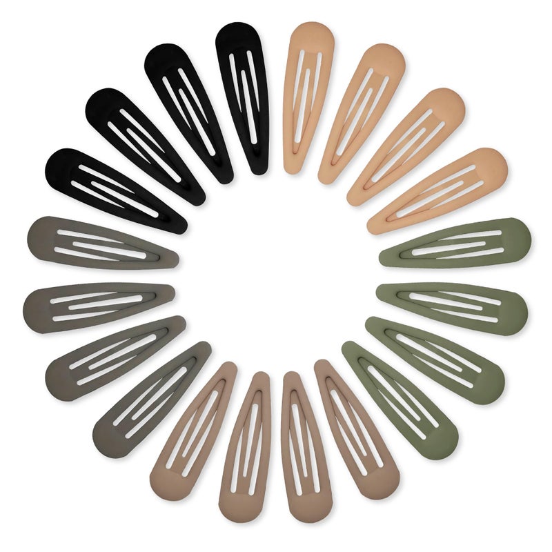 Cptots Small Hair Barrettes For Women No Slip Metal Snap Clips For Thin And Fine Hair,Matte Black Brown Green Gray,20 PCS,1.97 x 0.5 Inch. - Image 1