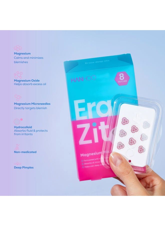 Hanhoo EraseZit Magnesium Microneedle Patch, 8 Microneedle Patches, Hydrocolloid Pimple Patches, For Deep Pimples, Calms Angry Zits, Acne Spot Patches, Microdot Pimple Patches, Korean Skincare - Image 2