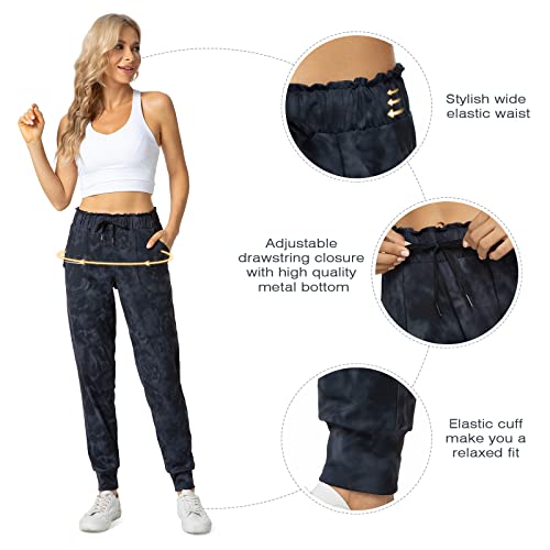 Haowind Joggers for Women with Pockets Elastic Waist Workout Sport Gym Pants Comfy Lounge Yoga Running Pants(Tie Dye Grey M) - Image 5