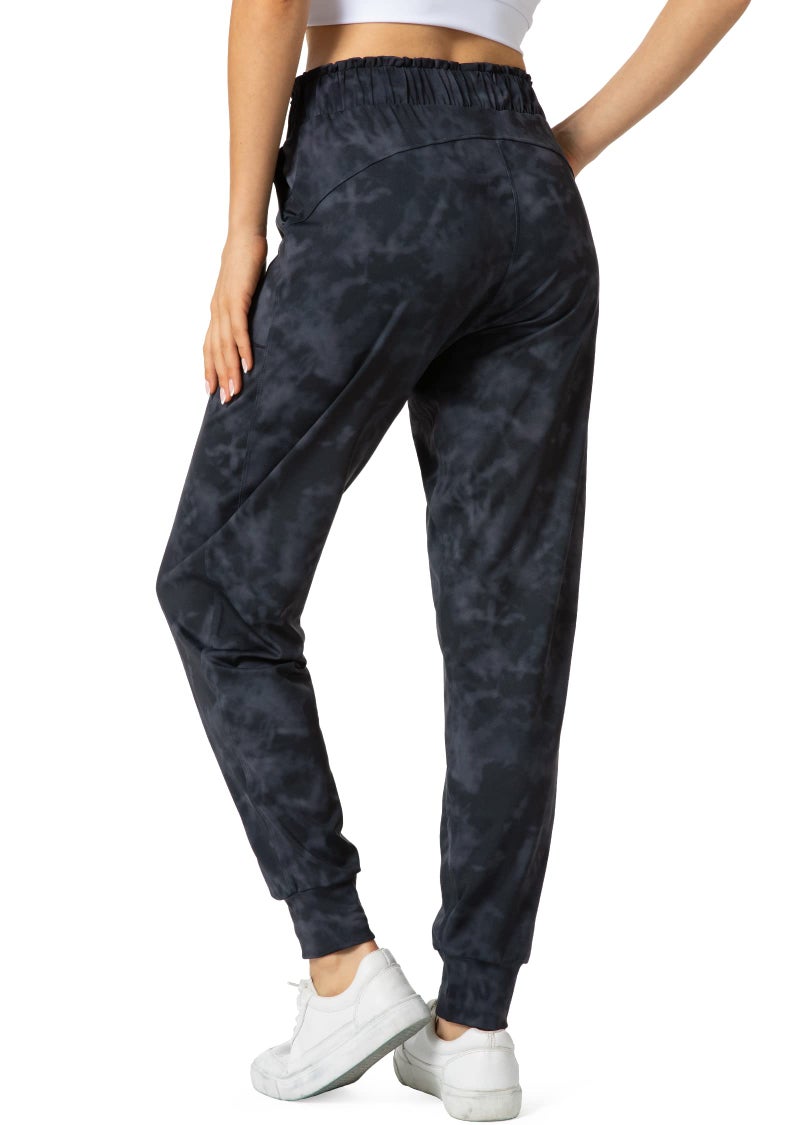 Haowind Joggers for Women with Pockets Elastic Waist Workout Sport Gym Pants Comfy Lounge Yoga Running Pants(Tie Dye Grey M) - Image 2