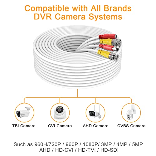 WILDHD Bnc Cable 200ft All-in-One Siamese BNC Video and Power Security Camera Cable BNC Extension Wire Cord with 2 Female Connectors for All Max 5MP HD CCTV DVR Surveillance System (200ft Cable, White) - Image 5