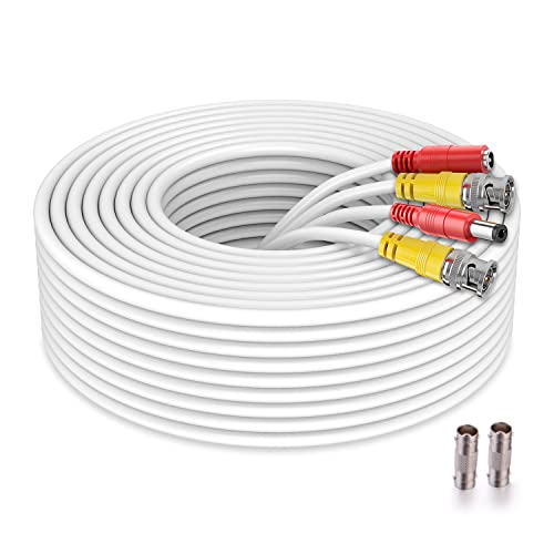 WILDHD Bnc Cable 200ft All-in-One Siamese BNC Video and Power Security Camera Cable BNC Extension Wire Cord with 2 Female Connectors for All Max 5MP HD CCTV DVR Surveillance System (200ft Cable, White) - Image 1