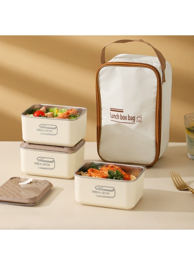 NiceArt Stainless steel inner lunch box -1800ml three-layer microwave safe lunch box - detachable insulated lunch box - suitable for adult student offices and schools - with insulated bag - Image 1