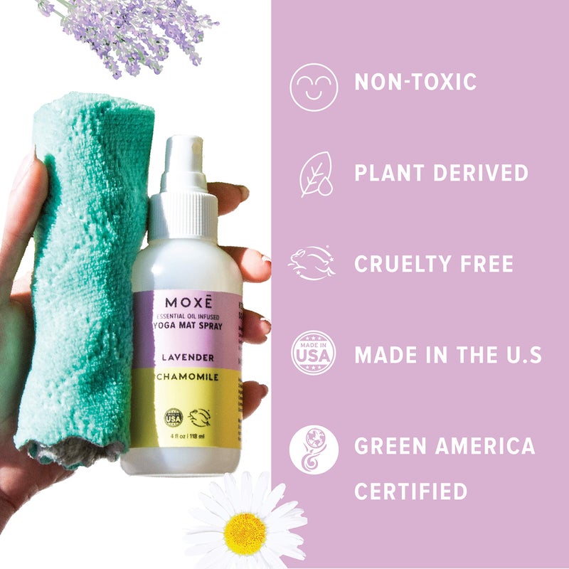 MOXE Yoga Mat Cleaner Lavender & Chamomile Essential Oils  4 ounces  Safe for All Mats & Exercise Equipment  Odor & Sweat Protection  Made in USA - Image 2