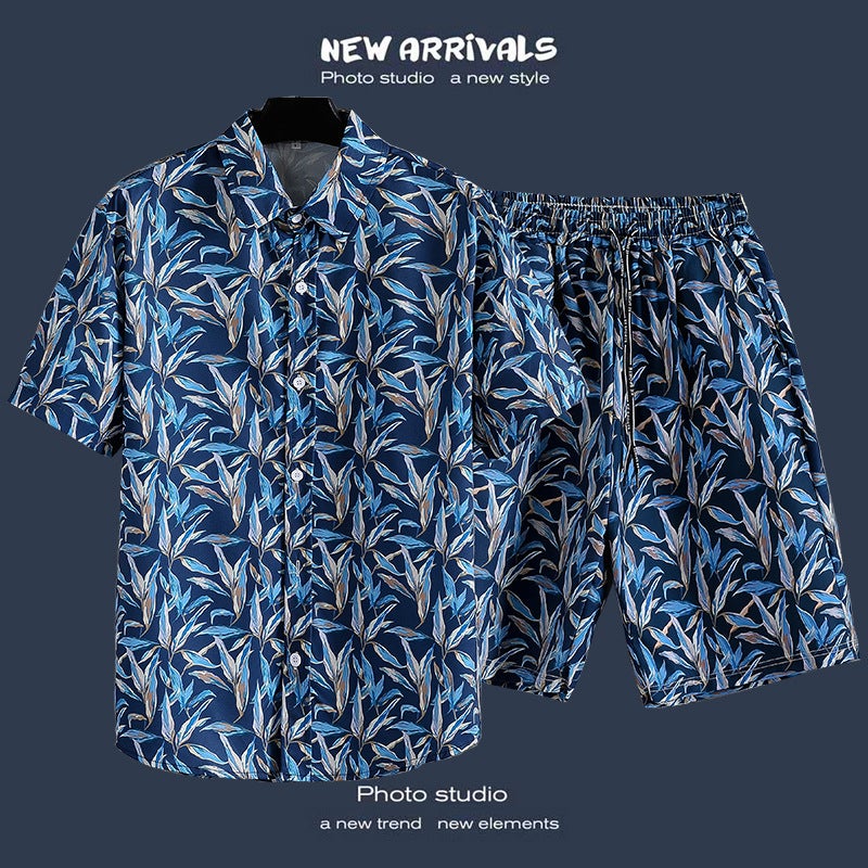 Beach Flower Shirt Men'S Hawaiian Short Sleeve Loose Summer Thin Fashion Casual Men'S Suit Two-Piece Shirt - Image 2