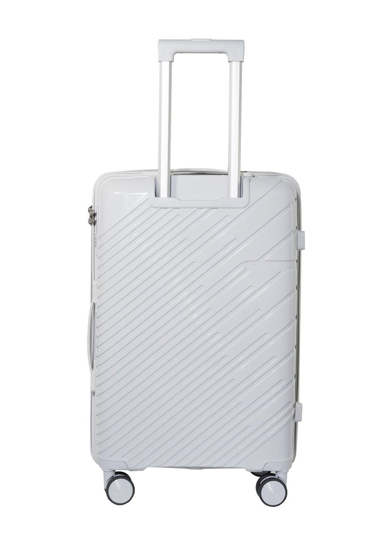 KTMC Polypropylene Luggage 20 inch Carry-On Suitcases, H-8882, Light Grey - Image 2