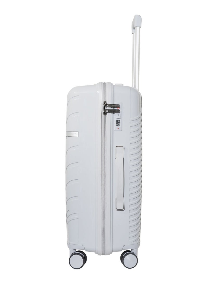 KTMC Polypropylene Luggage 20 inch Carry-On Suitcases, H-8882, Light Grey - Image 3