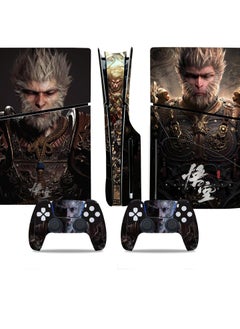 Generic Skin for PlayStation 5 Slim Disc Version, Black Myth Wu Kong Sticker for PS5 Vinyl Decal Cover for Controller, Full Wrap Skin Protective Film Sticker Compatible with PS5 Slim Disk Edition (A)  - Image 1