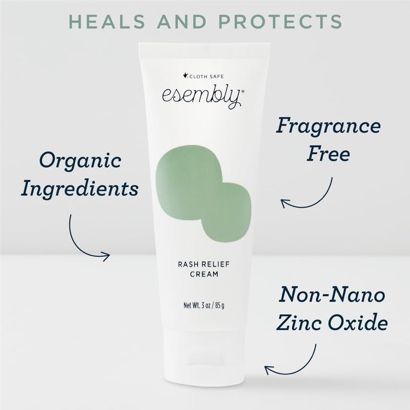 Esembly Rash Relief Cream, Organic and Cloth Friendly Zinc Oxide Barrier Cream, Soothes and Heals Diaper Rash, Natural Aid for Baby Bottom Discomfort, 3oz - Image 3