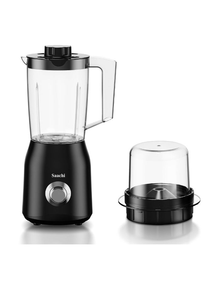 Saachi 2-in-1 Blender & Grinder NL-BL-4415, 600W, 1.5L Jar + 200ml Grinder, 2 Speed with Pulse, Stainless Steel Blades, Low Noise, Safety Lock, Overheat Protection 300 W NL-BL-4415-BK Black - Image 1