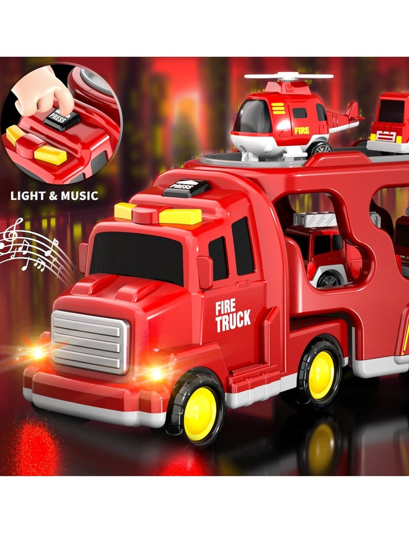GUDOO Toddler Trucks Toys for Boys 5 in 1 Fire Car Truck for Girls  Birthday Gift Car Sets with Light Sound - Image 2