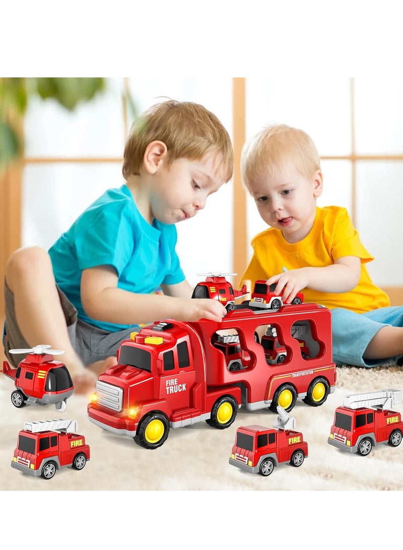 GUDOO Toddler Trucks Toys for Boys 5 in 1 Fire Car Truck for Girls  Birthday Gift Car Sets with Light Sound - Image 4