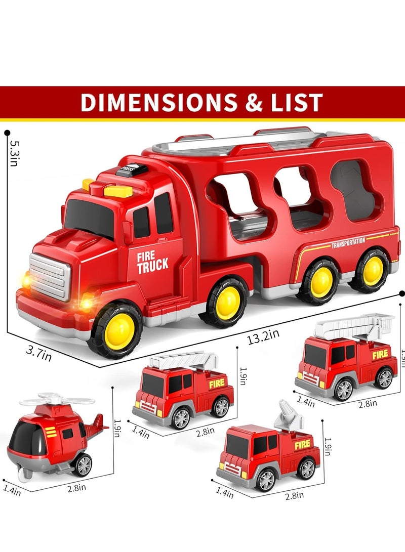 GUDOO Toddler Trucks Toys for Boys 5 in 1 Fire Car Truck for Girls  Birthday Gift Car Sets with Light Sound - Image 5