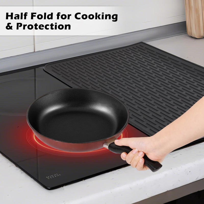 Dionikos Foldable Silicone Stove Top Cover â€“ 20"x28" Stove Top Covers for Electric Stove, Glass Top Stove Cover, RV Stove Top Cover & Dish Drying Mat (Black, 28''x20'') - Image 3