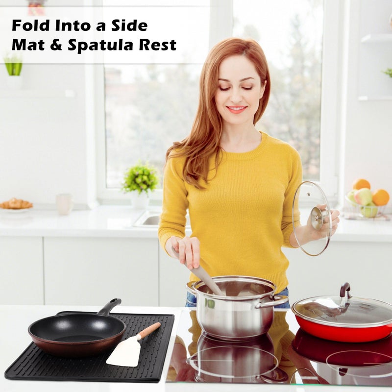 Dionikos Foldable Silicone Stove Top Cover â€“ 20"x28" Stove Top Covers for Electric Stove, Glass Top Stove Cover, RV Stove Top Cover & Dish Drying Mat (Black, 28''x20'') - Image 4