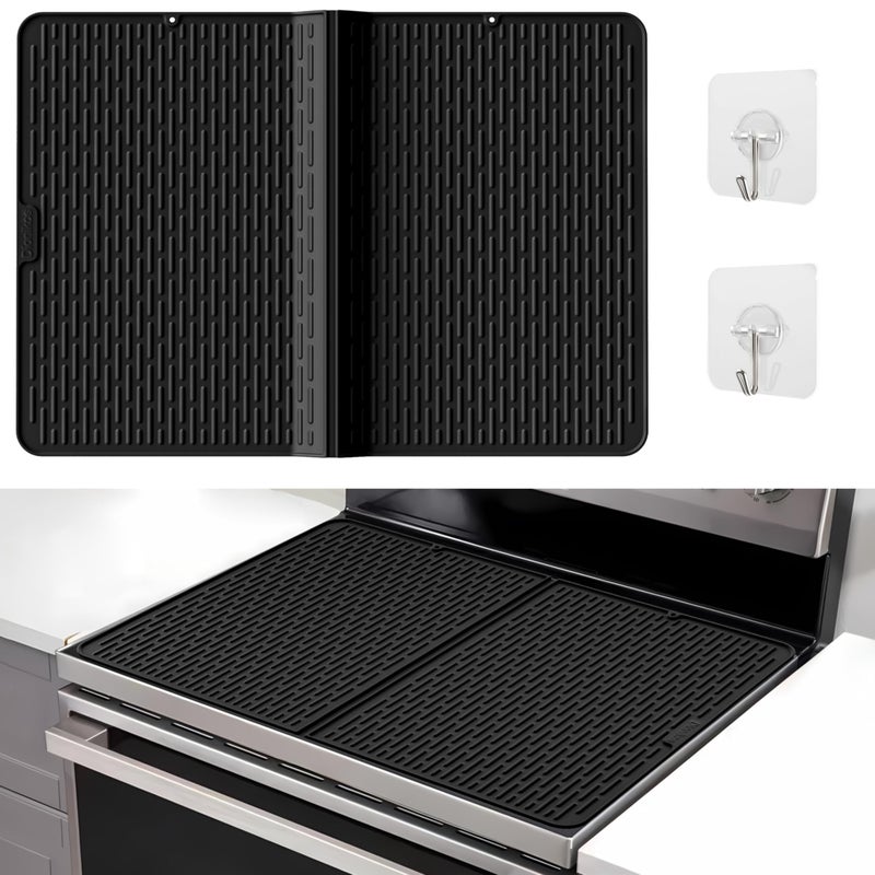 Dionikos Foldable Silicone Stove Top Cover â€“ 20"x28" Stove Top Covers for Electric Stove, Glass Top Stove Cover, RV Stove Top Cover & Dish Drying Mat (Black, 28''x20'') - Image 1