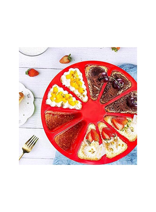 S-TOP Cake Mould, 8 Triangle Cavity Silicone Portion Scottish Scone & Cornbread Pan Slices Pastry Pan Soap, Cake, Bread, Cupcake Cheesecake 8 Cavity Silicone Portion Cake Mould, Red - Image 3