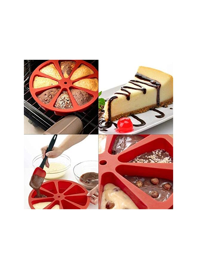 S-TOP Cake Mould, 8 Triangle Cavity Silicone Portion Scottish Scone & Cornbread Pan Slices Pastry Pan Soap, Cake, Bread, Cupcake Cheesecake 8 Cavity Silicone Portion Cake Mould, Red - Image 2