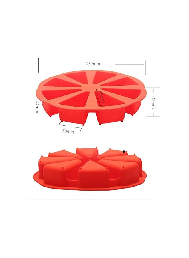 S-TOP Cake Mould, 8 Triangle Cavity Silicone Portion Scottish Scone & Cornbread Pan Slices Pastry Pan Soap, Cake, Bread, Cupcake Cheesecake 8 Cavity Silicone Portion Cake Mould, Red - Image 5