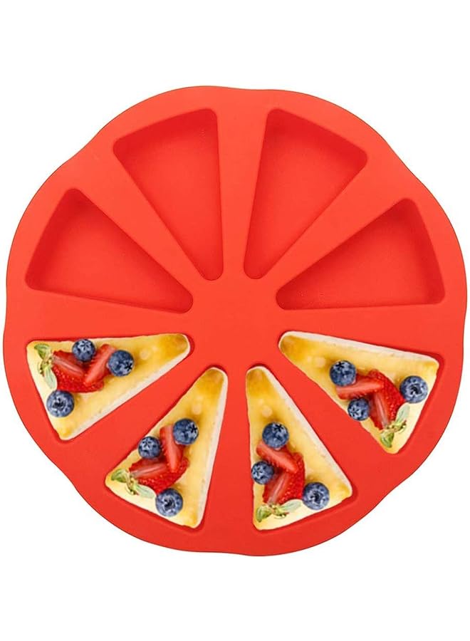 S-TOP Cake Mould, 8 Triangle Cavity Silicone Portion Scottish Scone & Cornbread Pan Slices Pastry Pan Soap, Cake, Bread, Cupcake Cheesecake 8 Cavity Silicone Portion Cake Mould, Red - Image 1