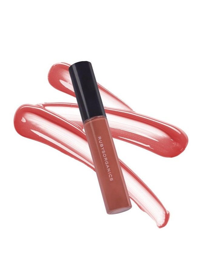 Ruby's Organics Lip Oil Gloss ; 2 In 1 Lip Oil + Lip Balm ; Sheer Tint Non Sticky ; Natural Organic Vegan Parabenfree For Dry Lips ; Toffee 6.5Ml  - Image 1