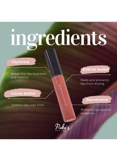 Ruby's Organics ملمع زيت الشفاه؛ زيت شفاه 2 في 1 + مرطب شفاه؛ لون شفاف غير لزج؛ طبيعي عضوي نباتي خالٍ من البارابين للشفاه الجافة؛ تافي 6.5 مل  - Image 5