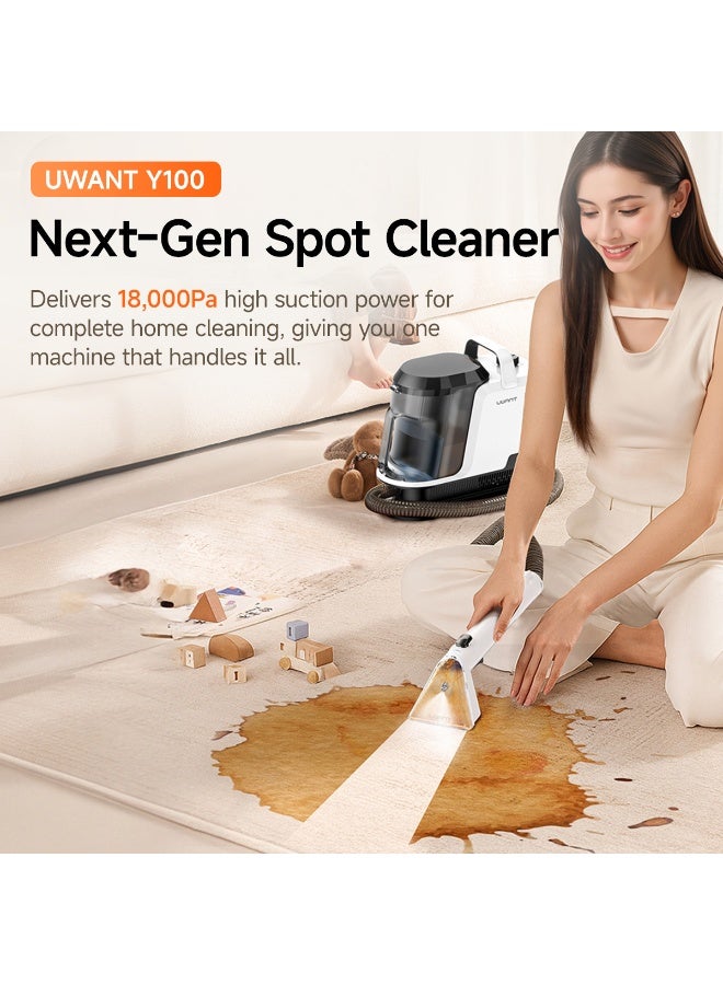 UWANT منظف السجاد الخالي من البقع UWANT Y100 بقوة شفط 18500Pa، منظف سجاد ومفروشات محمول، للكنب، السيارة، المطبخ، إزالة البقع الصعبة، ضمان لمدة سنة - Image 2
