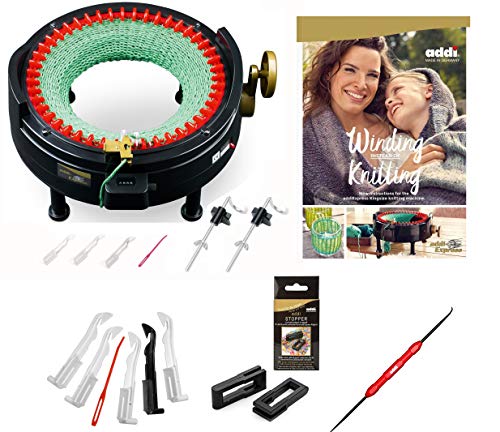 Addi Express King Size Knitting Machine Kit Extended Version with Manual Counter Includes 46 Needles Knitting Machine Pattern Book Express Hook Replacement Needles Stopper - Image 1