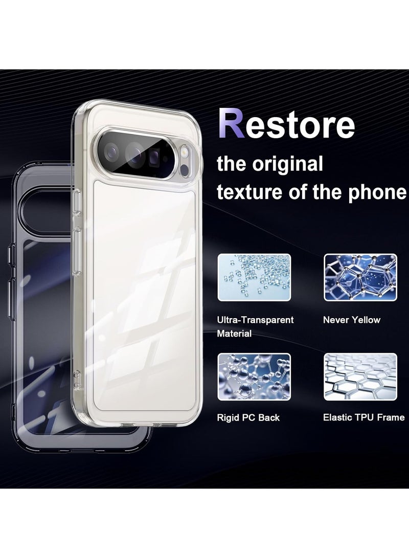 Crystal Clear Transparent Phone Case Google Pixel 10 Pro XL – Slim Ulta Thin Hard TPU Shockproof Cover, Anti-Yellowing Crystal Clear Protective Back Case with Camera Protection - Image 4