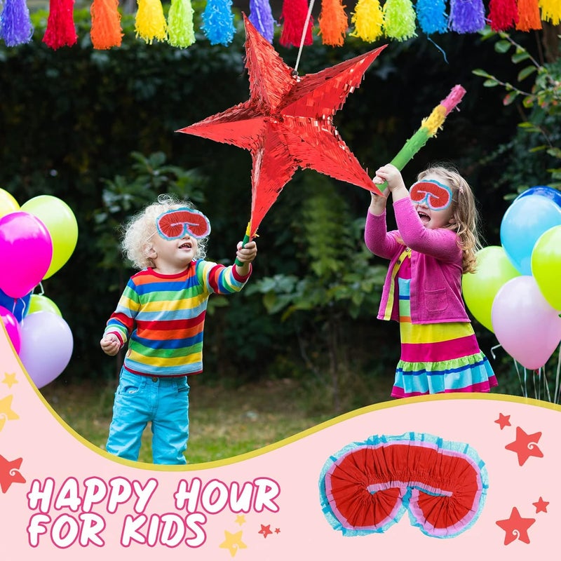 Civaner 3 Pcs Foil Star Piata with a Blindfold and Bat for Kids Red Foldable Small Festive Star Piata for Toddlers Birthday Girl Boys Adults Anniversary Baby Shower - Image 5