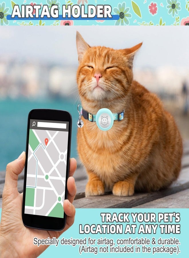 كولتيل طوق قطط KOOLTAIL قابل للفك مع حامل بطاقة تعريف هوائية وأجراس، أطواق قطط صغيرة عاكسة لطيفة، أطواق حيوانات أليفة خفيفة الوزن قابلة للتعديل مع مشبك أمان للقطط الذكور والإناث، لون أخضر - Image 4