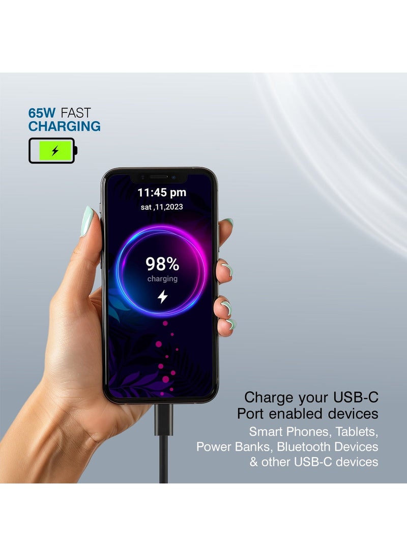 ERD كابل بيانات USB-C ERD UCE-711 65W للشحن السريع | تصميم مضفر متين | متوافق مع أجهزة متعددة | طول 2م | شحن سريع للهواتف والأجهزة اللوحية وأجهزة الكمبيوتر المحمولة | سرعات نقل بيانات تصل إلى 480 ميجابت في الثانية | أسود - Image 5