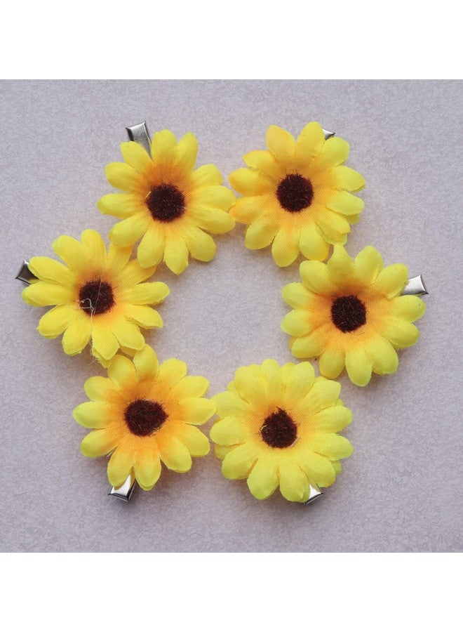 SOWAKA 6 Pcs Daisy Hair Clips Vintage Sun Flower with Alligator Clips Hair Barrette for Women Girls Wedding Summer Beach Bridesmaid Bridal Party Hair Accessories (Yellow) - Image 2