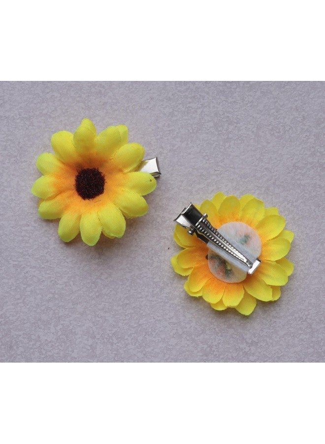 SOWAKA 6 Pcs Daisy Hair Clips Vintage Sun Flower with Alligator Clips Hair Barrette for Women Girls Wedding Summer Beach Bridesmaid Bridal Party Hair Accessories (Yellow) - Image 3
