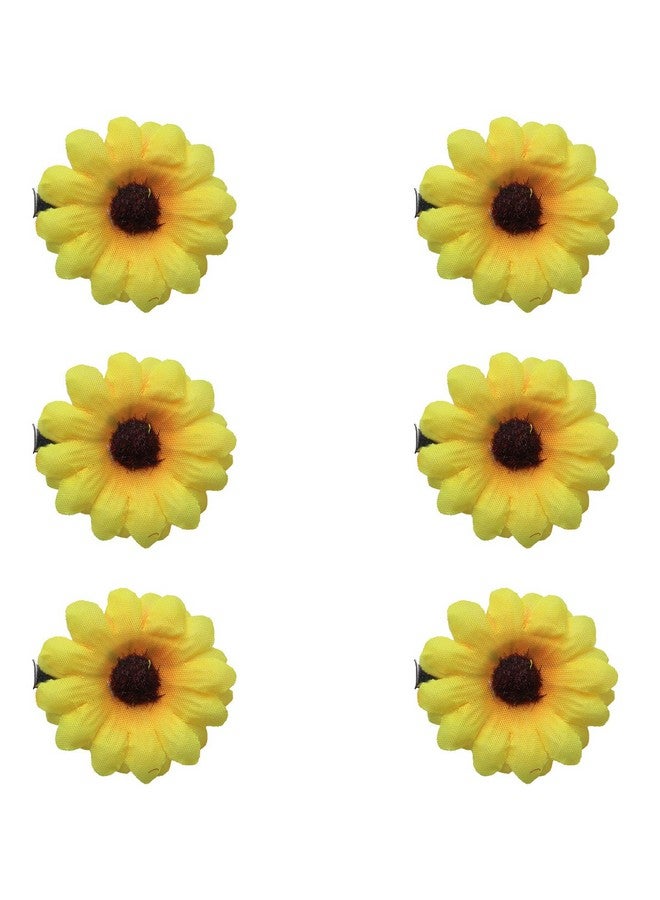 SOWAKA 6 Pcs Daisy Hair Clips Vintage Sun Flower with Alligator Clips Hair Barrette for Women Girls Wedding Summer Beach Bridesmaid Bridal Party Hair Accessories (Yellow) - Image 1