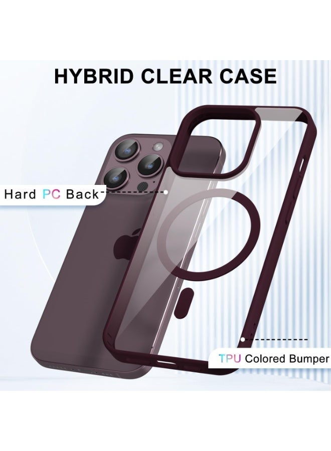 ACLIX Clear Magnetic Case for iPhone 14 Pro Max [Shockproof & Slim] Transparent Clear Hard Back Cover with high-Grade Protection | Deep Red - Image 5