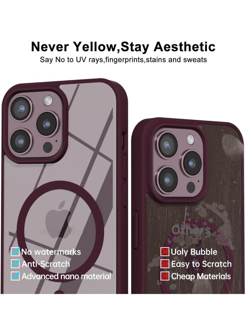 ACLIX Clear Magnetic Case for iPhone 14 Pro Max [Shockproof & Slim] Transparent Clear Hard Back Cover with high-Grade Protection | Deep Red - Image 3