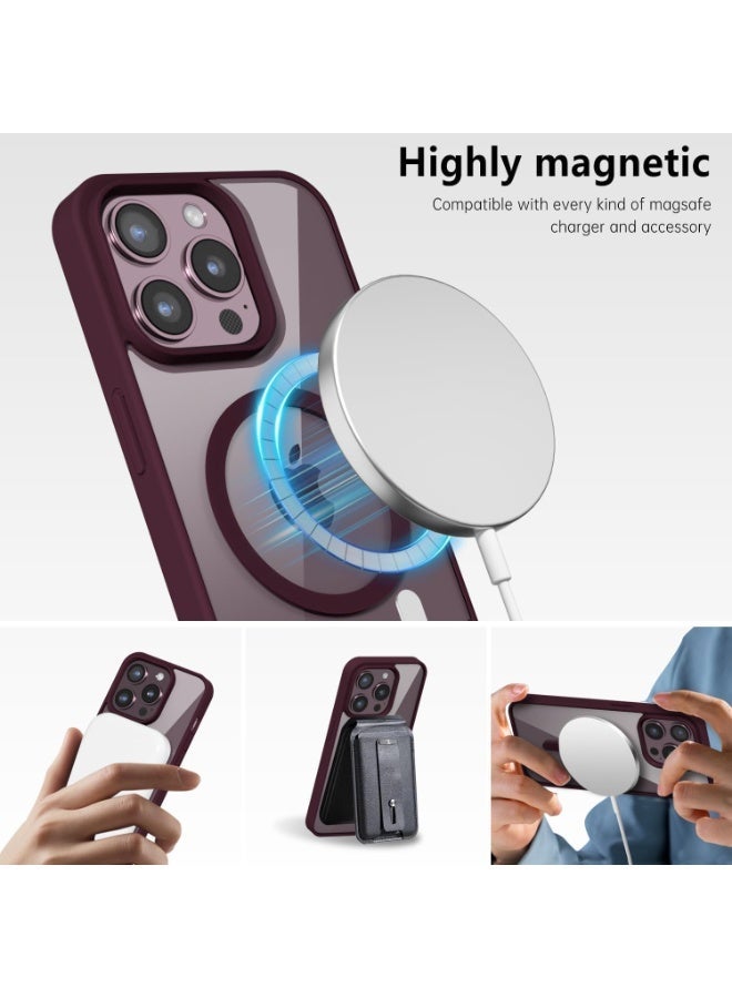 ACLIX Clear Magnetic Case for iPhone 14 Pro Max [Shockproof & Slim] Transparent Clear Hard Back Cover with high-Grade Protection | Deep Red - Image 4