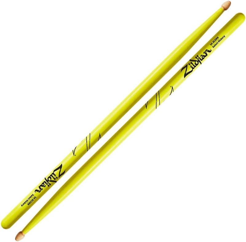 Zildjian 5A Acorn Neon Yellow Drumsticks - Image 2