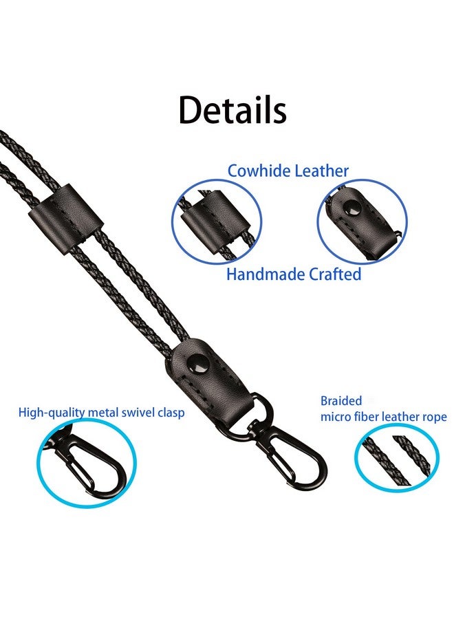 aolaso Lanyard For Id Badges, Leather Adjustable Necklace Lanyard Key Chain For Women And Men Office Black Lanyard With Metal Clasp  - Image 5