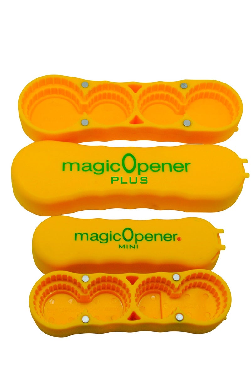 magic Opener COMBO â€“ 1 mO MINI for small plastic caps & 1 mO PLUS for larger plastic caps See Pictures for Better Understanding â€“ Soda Opener - Water Opener | Twist-off | Good for 16 sizes | Help Aids - Image 1