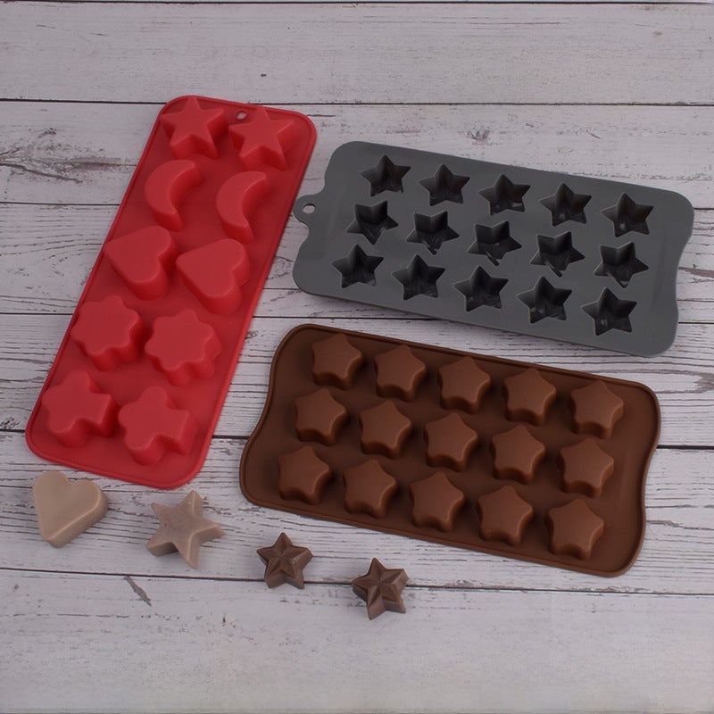 Thickened 15 Star Silicone Chocolate Mold Cartoon Baking Cake Random color delivery 