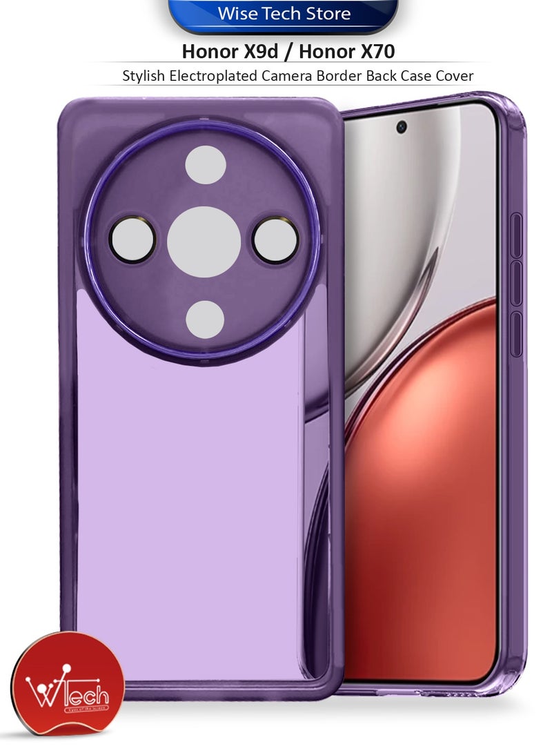 دبليو تيك غطاء خلفي للهاتف من السيليكون الشفاف الناعم لحماية عدسة الكاميرا لهاتف Honor X9d / Honor X70 5G 2025، رقيق جدًا وأنيق مع إطار كاميرا مطلي بالكهرباء - لون بنفسجي باذنجاني - Image 1