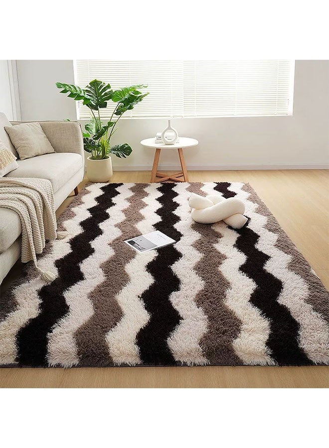 Long Hair Tie-Dyed Carpet, Area Fluffy Carpet, Extra Soft Carpet Moroccan Rugs for Bedroom Living Room Dorm Kids, High Pile Floor Rug Decor Kids Room, Nursery, Home Decor - Image 3