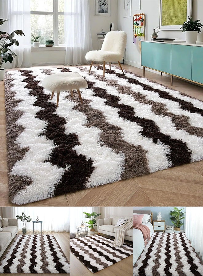 Long Hair Tie-Dyed Carpet, Area Fluffy Carpet, Extra Soft Carpet Moroccan Rugs for Bedroom Living Room Dorm Kids, High Pile Floor Rug Decor Kids Room, Nursery, Home Decor - Image 2